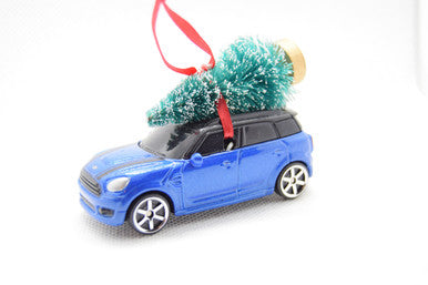 Blue Mini Cooper Christmas Ornament
