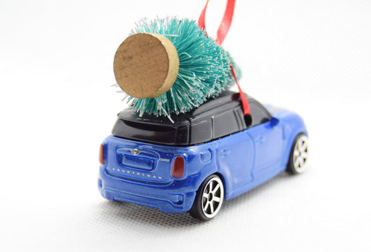 Blue Mini Cooper Christmas Ornament