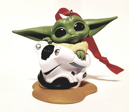 Baby Yoda in Stormtrooper Helmet Ornament