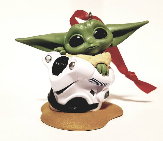 Baby Yoda in Stormtrooper Helmet Ornament