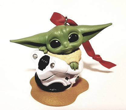 Baby Yoda in Stormtrooper Helmet Ornament