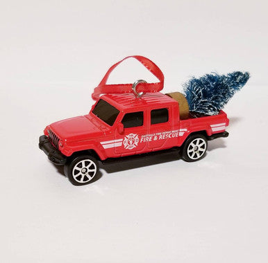 Jeep Gladiator Fire Rescue Ornament with Tree
