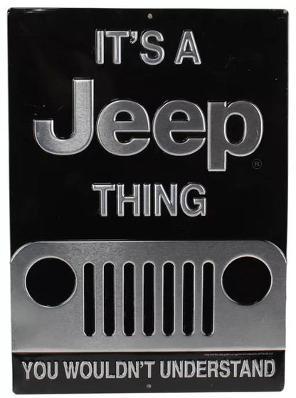 Open Road Brands Jeep Thing Embossed Die-Cut Tin Sign