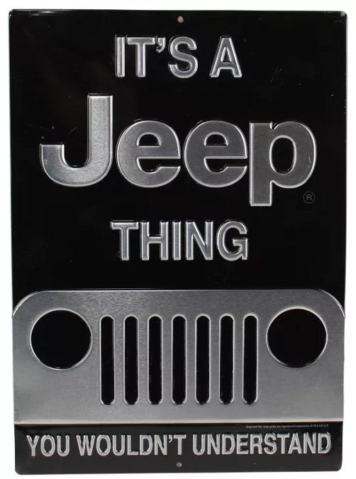 Open Road Brands Jeep Thing Embossed Die-Cut Tin Sign