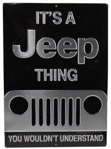 Open Road Brands Jeep Thing Embossed Die-Cut Tin Sign