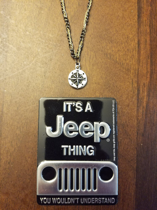 Not All Who Wonder Are Lost Compass Necklace and Jeep Magnet Combo — Offroad Collectibles.