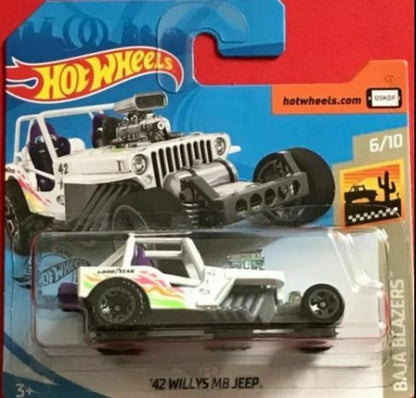 Hot Wheels Baja Blazers '42 Willys MB Jeep - White (Short Card)