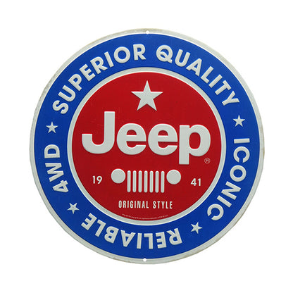 JEEP ROUND EMBOSSED TIN SIGN