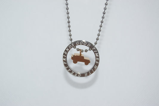 Silver Hoop with Gold Jeep Necklace — Offroad Collectibles.