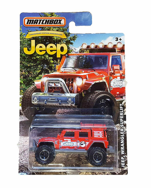 MATCHBOX LIMITED EDITION JEEP JKU ANNIVERSARY RED JEEP WRANGLER SUPERLIFT DIE-CAST