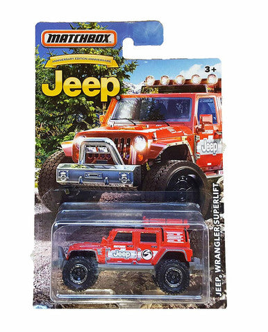 MATCHBOX LIMITED EDITION JEEP JKU ANNIVERSARY RED JEEP WRANGLER SUPERLIFT DIE-CAST