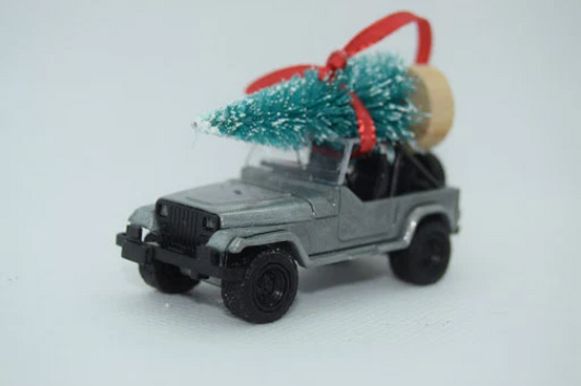 Silver Jeep Wrangler YJ Ornament