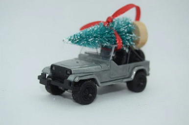 Silver Jeep Wrangler YJ Ornament